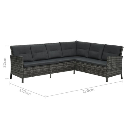 4-tlg. Garten-Lounge-Set mit Kissen Poly Rattan Grau