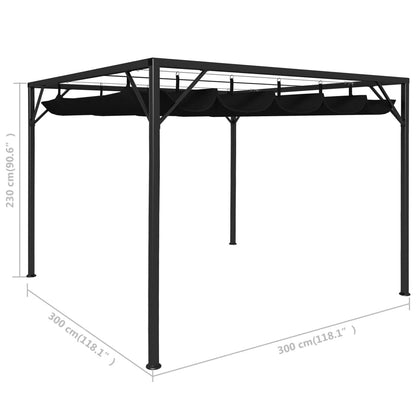 Gartenpavillon mit ausziehbarem Dach 3×3 m Anthrazit