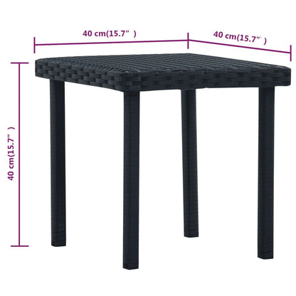 Garten-Couchtisch Schwarz 40×40×40 cm Poly Rattan