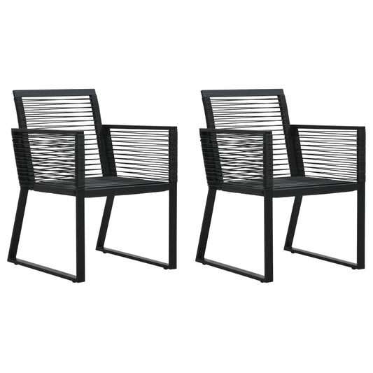 Gartenstühle "Tara" 2 Stk. Schwarz PVC Rattan