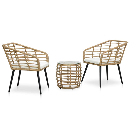 3-tlg. Bistro-Set Poly Rattan Eiche Medium 