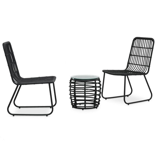 3-tlg. Bistro-Set Poly Rattan Schwarz