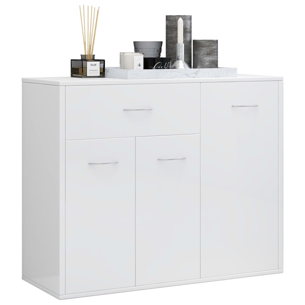 Buffet blanc brillant 88x30x70 cm en bois