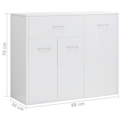 Buffet blanc brillant 88x30x70 cm en bois