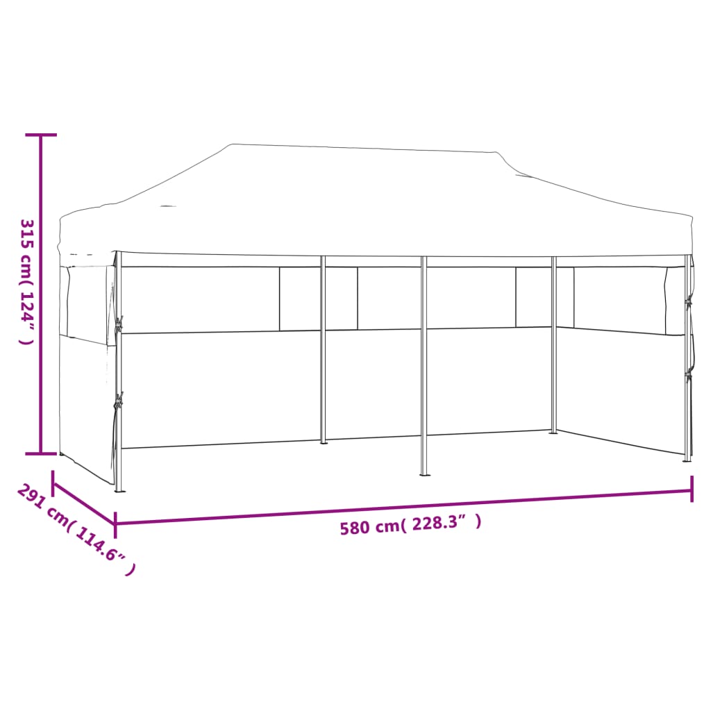 Tente de fête pop-up avec parois latérales pliable 3x6 m acier blanc