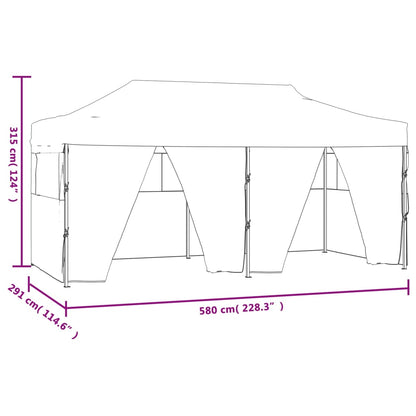 Tente de fête professionnelle pliable avec 4 parois latérales 3×6m bleu acier