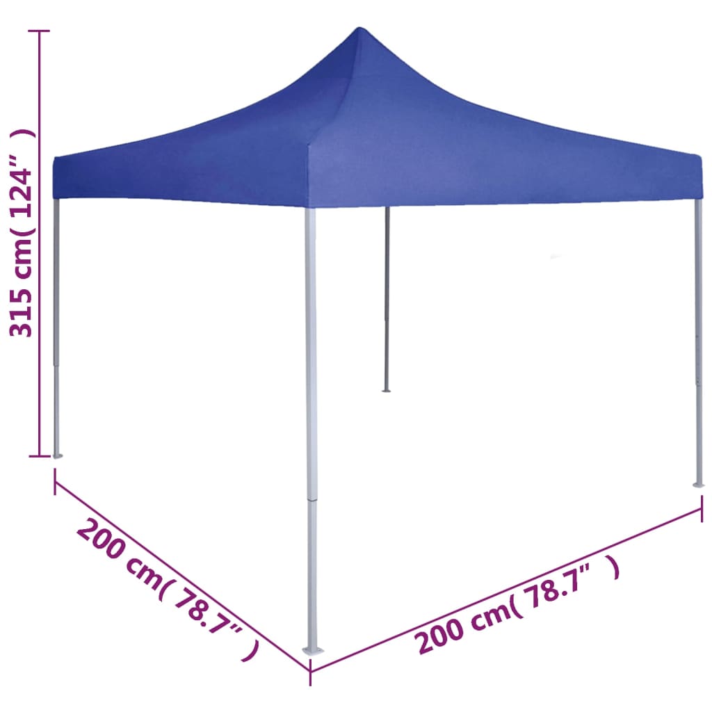 Profi-Partyzelt Faltbar 2×2 m Stahl Blau