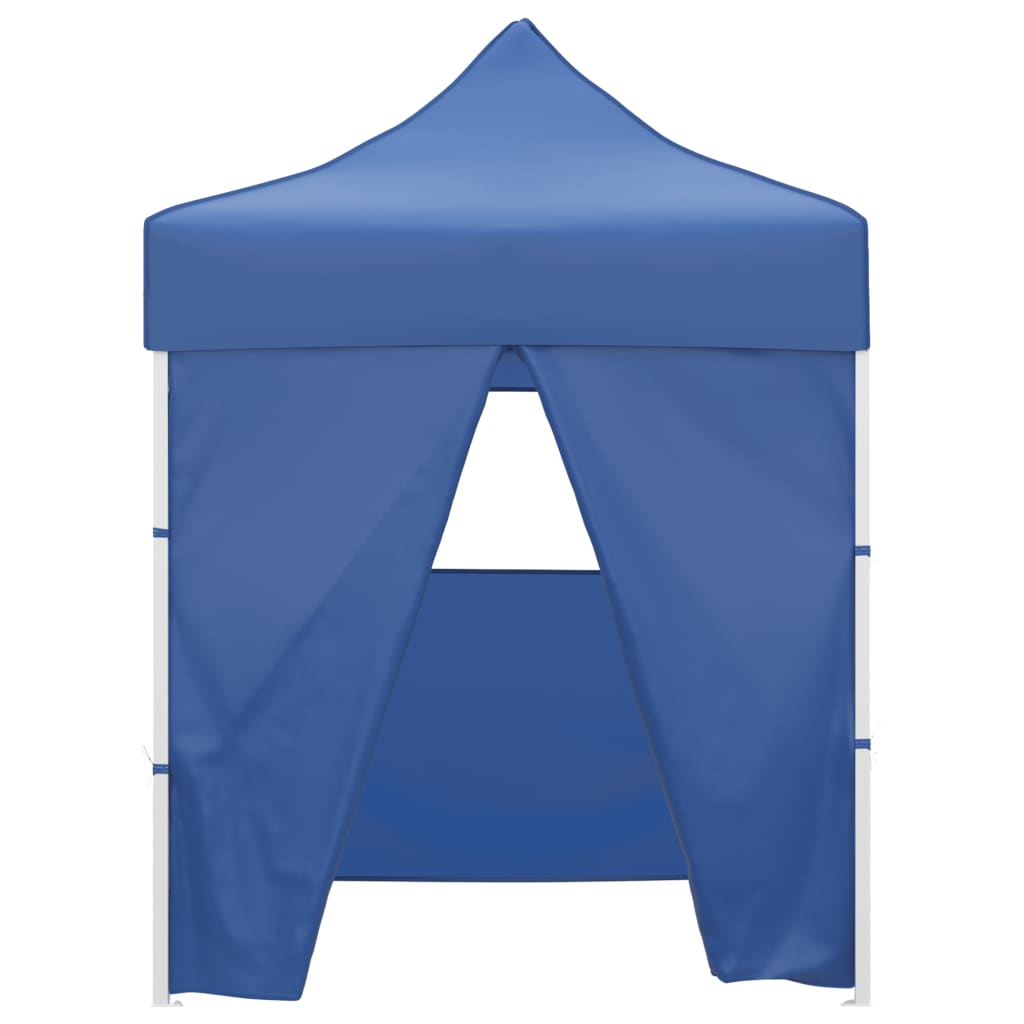 Tente de fête professionnelle pliable avec 4 parois latérales 2×2m bleu acier