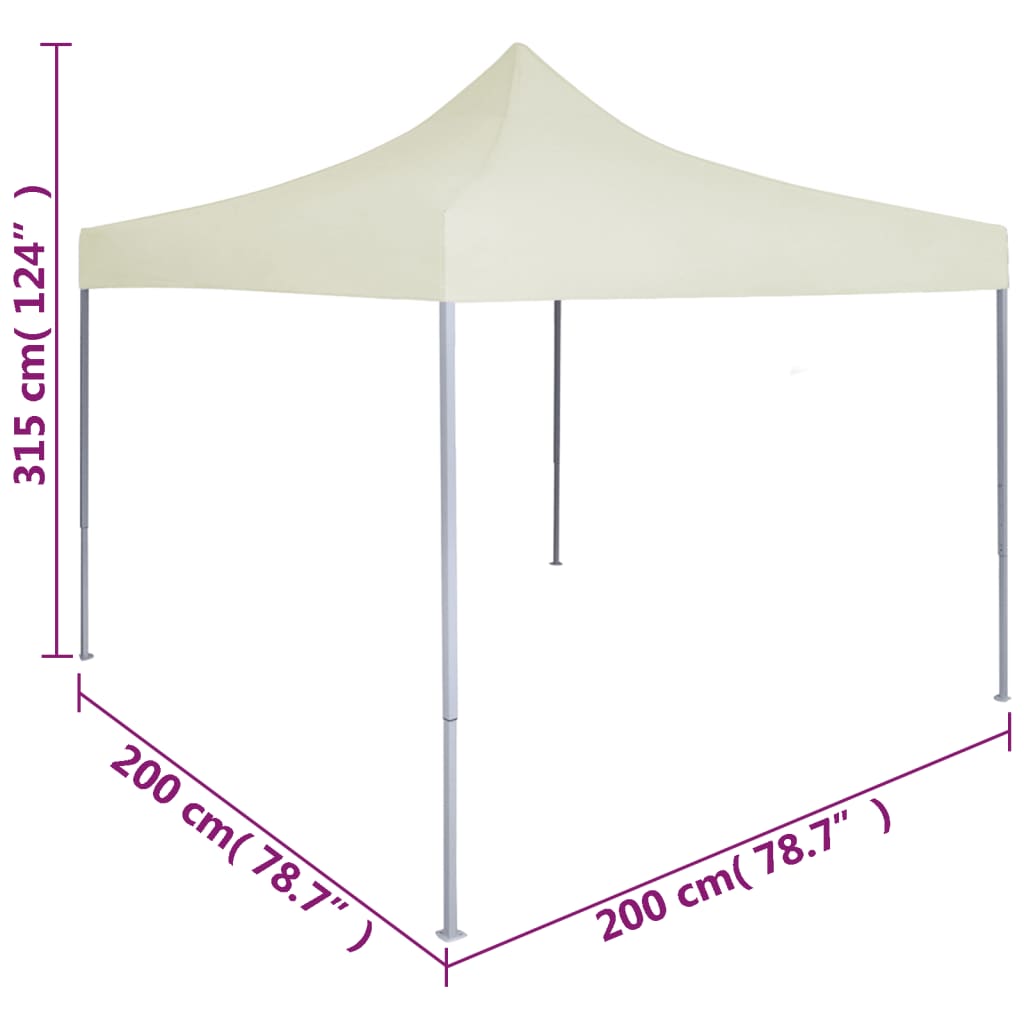 Tente de fête professionnelle pliable 2×2 m acier crème