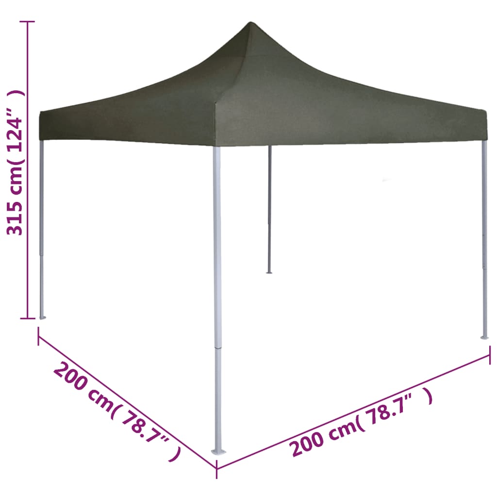 Profi-Partyzelt Faltbar 2×2 m Stahl Anthrazit