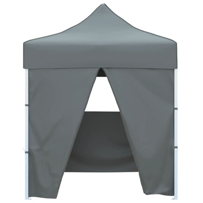 Tente de fête professionnelle pliable avec 4 parois latérales 2×2m en acier anthracite