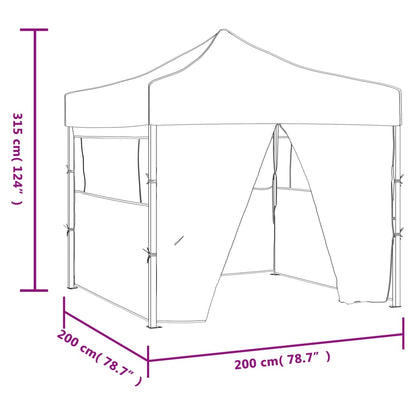 Tente de fête professionnelle pliable avec 4 parois latérales 2×2m en acier anthracite