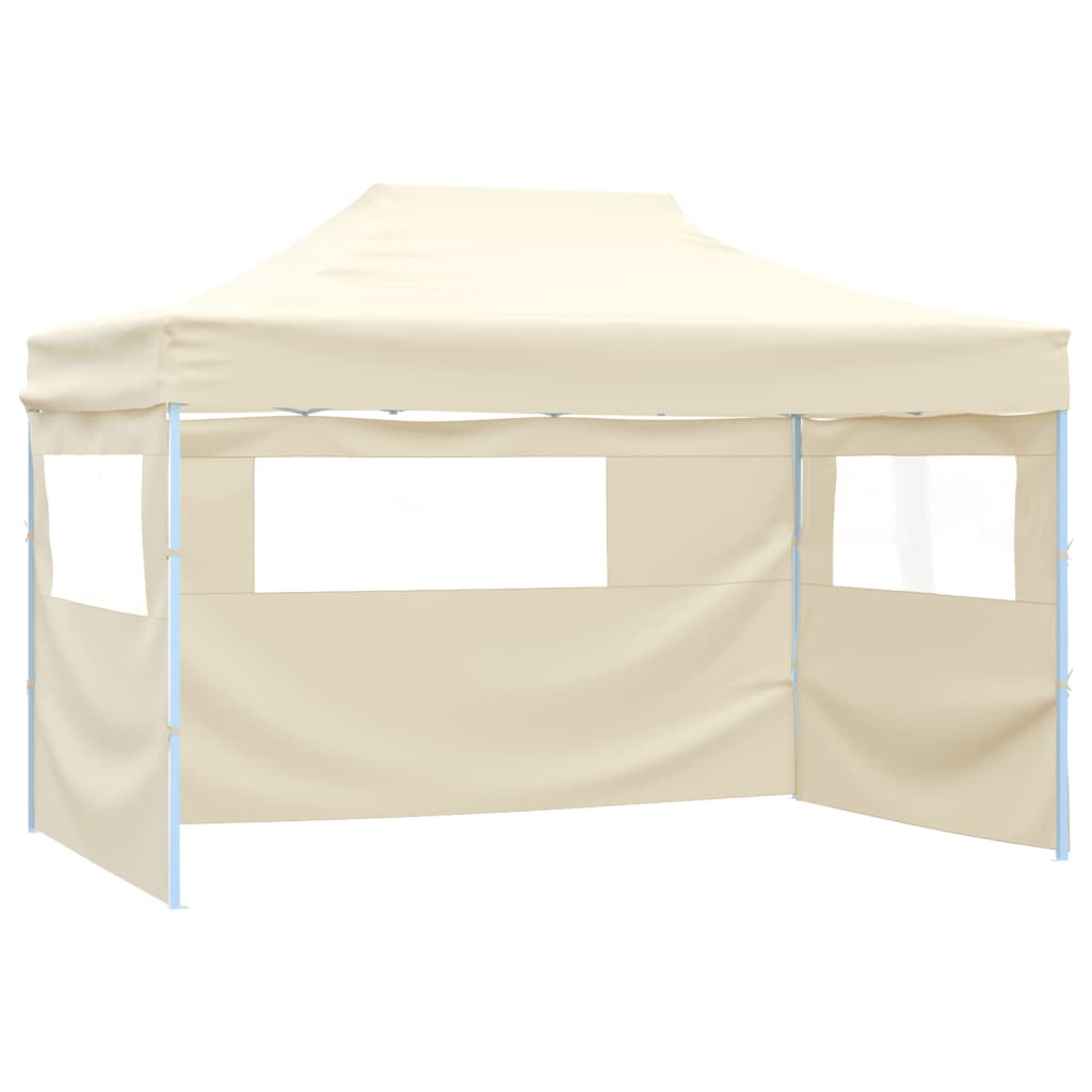 Tente de fête professionnelle pliable avec 4 parois latérales 3×4m acier crème