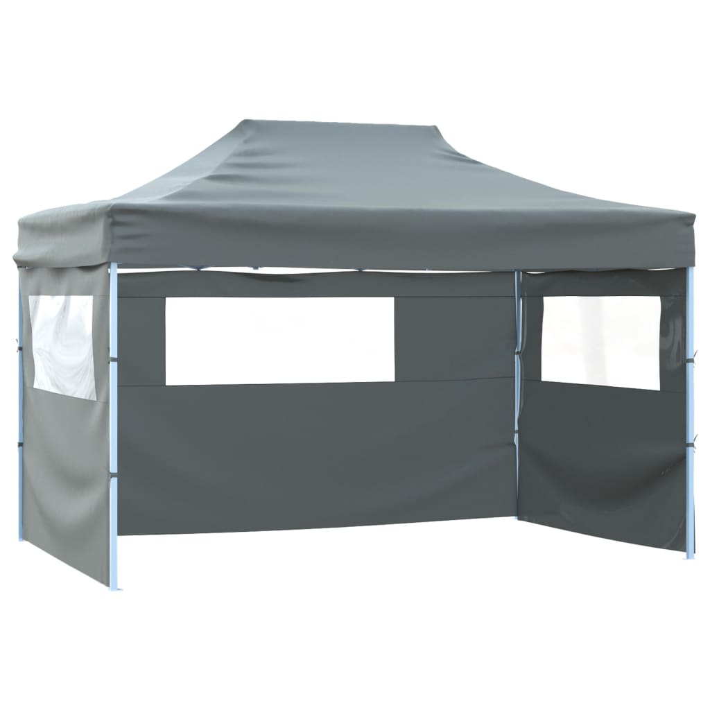 Tente de fête professionnelle pliable avec 3 parois latérales 3×4m en acier anthracite