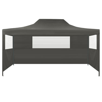 Tente de fête professionnelle pliable avec 3 parois latérales 3×4m en acier anthracite