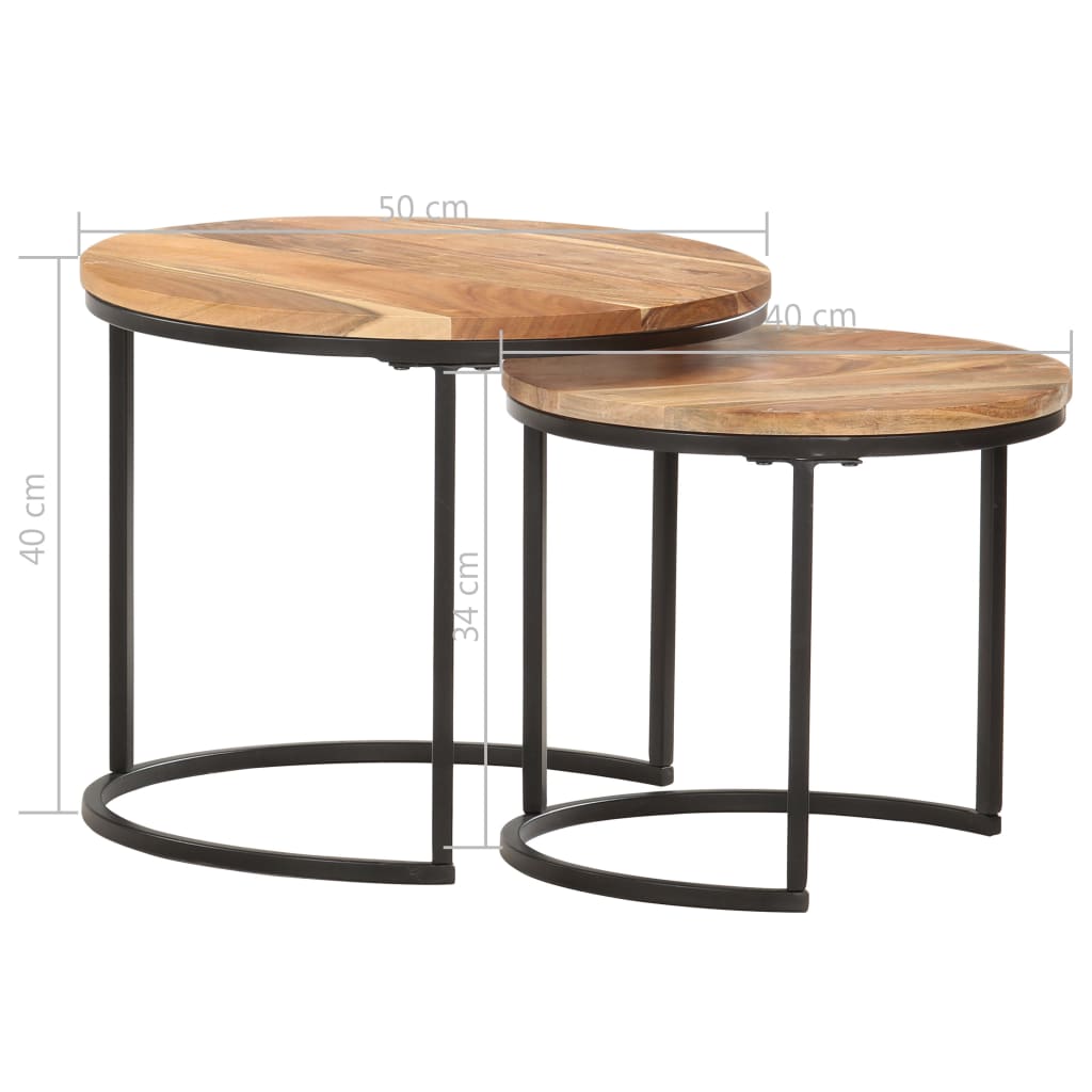 Tables gigognes 2 pcs. Bois d'acacia massif