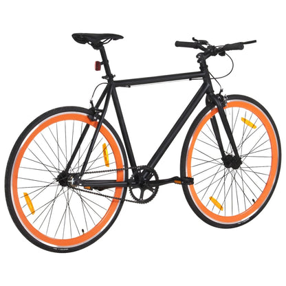 Fahrrad mit Festem Gang Schwarz und Orange 700c 51 cm