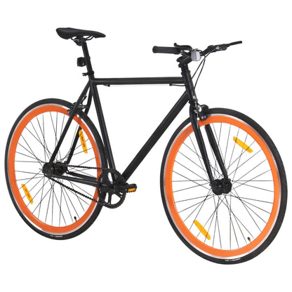 Fahrrad mit Festem Gang Schwarz und Orange 700c 55 cm