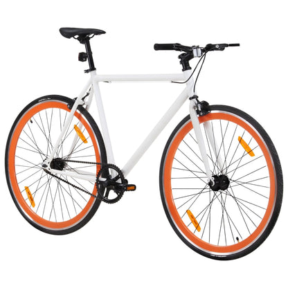 Fahrrad mit Festem Gang Weiß und Orange 700c 59 cm