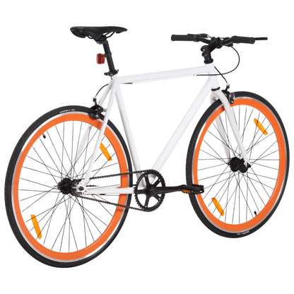 Fahrrad mit Festem Gang Weiß und Orange 700c 59 cm