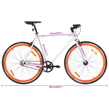 Fahrrad mit Festem Gang Weiß und Orange 700c 59 cm