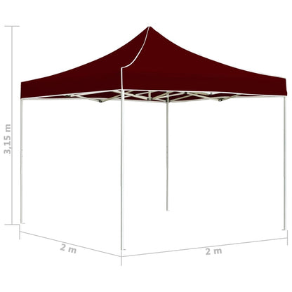 Tente de fête professionnelle pliable aluminium 2x2 m rouge bordeaux