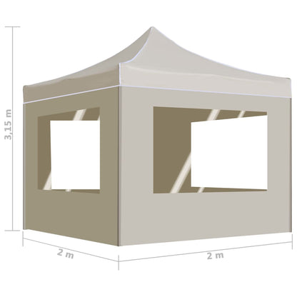 Tente de fête professionnelle pliable avec parois en aluminium 2×2m crème