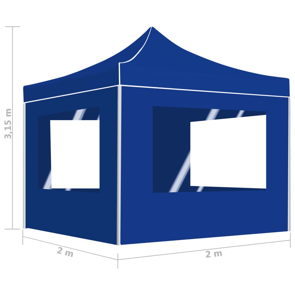 Tente de fête professionnelle pliable avec parois aluminium 2×2m bleu