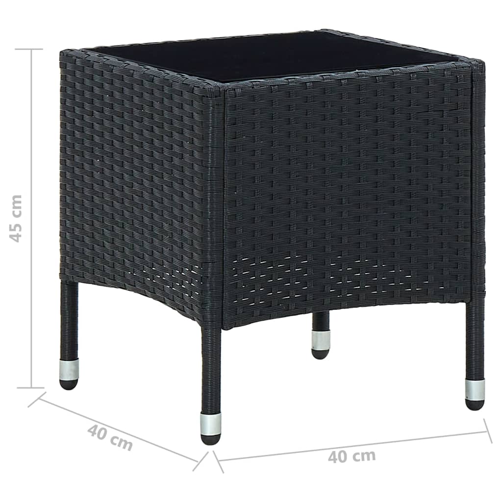 Garten-Couchtisch Schwarz 40x40x45 cm Poly Rattan