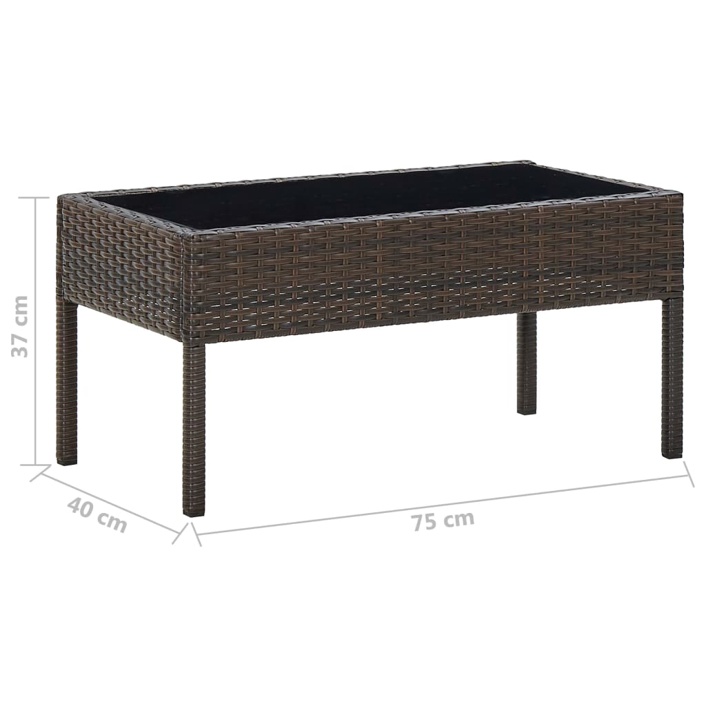 Garten-Couchtisch 75x40x37 cm Poly Rattan