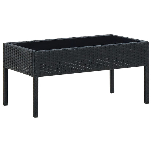 Garten-Couchtisch  Schwarz 75x40x37 cm Poly Rattan