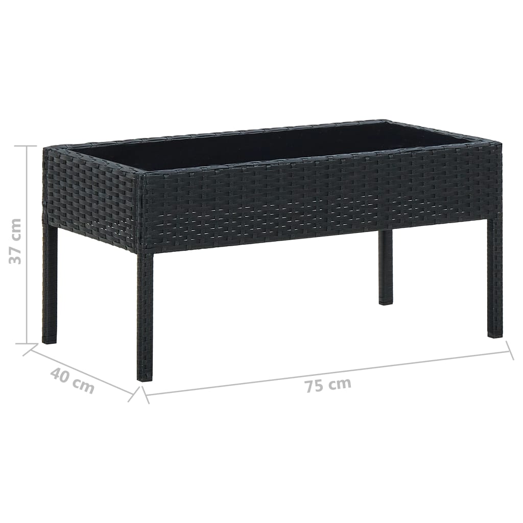 Garten-Couchtisch  Schwarz 75x40x37 cm Poly Rattan