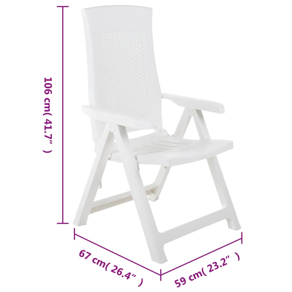 Chaises de jardin réglables 2 pièces Plastique blanc.