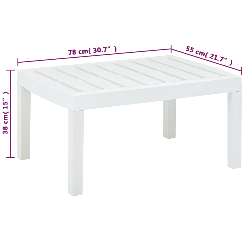 Table de jardin blanc 78x55x38 cm en plastique