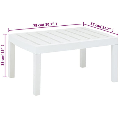 Table de jardin blanc 78x55x38 cm en plastique