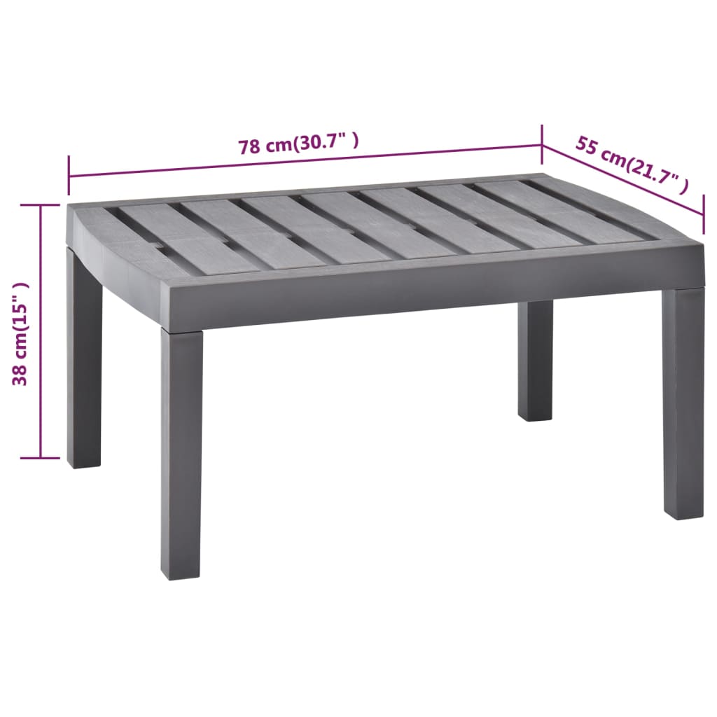 Garten-Couchtisch Mokka 78x55x38 cm Kunststoff