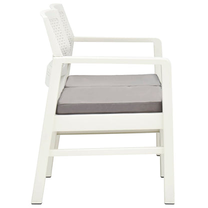 Banc de jardin 2 places avec coussin blanc 120 cm en plastique