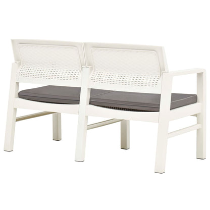 Banc de jardin 2 places avec coussin blanc 120 cm en plastique