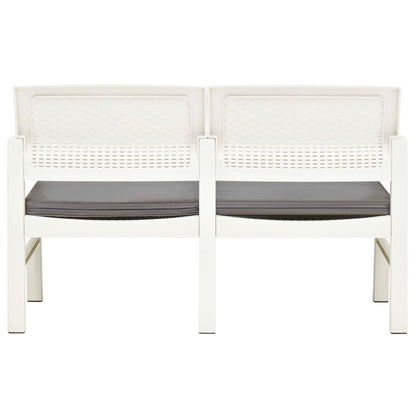 Banc de jardin 2 places avec coussin blanc 120 cm en plastique