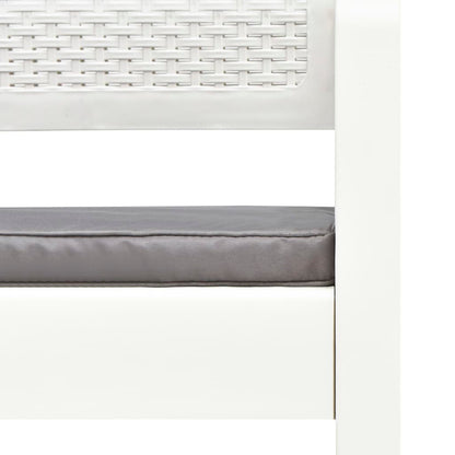 Banc de jardin 2 places avec coussin blanc 120 cm en plastique