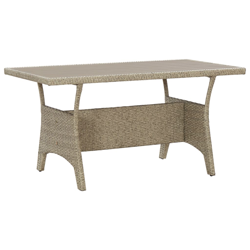 Table de jardin gris 130x70x66 cm poly rotin