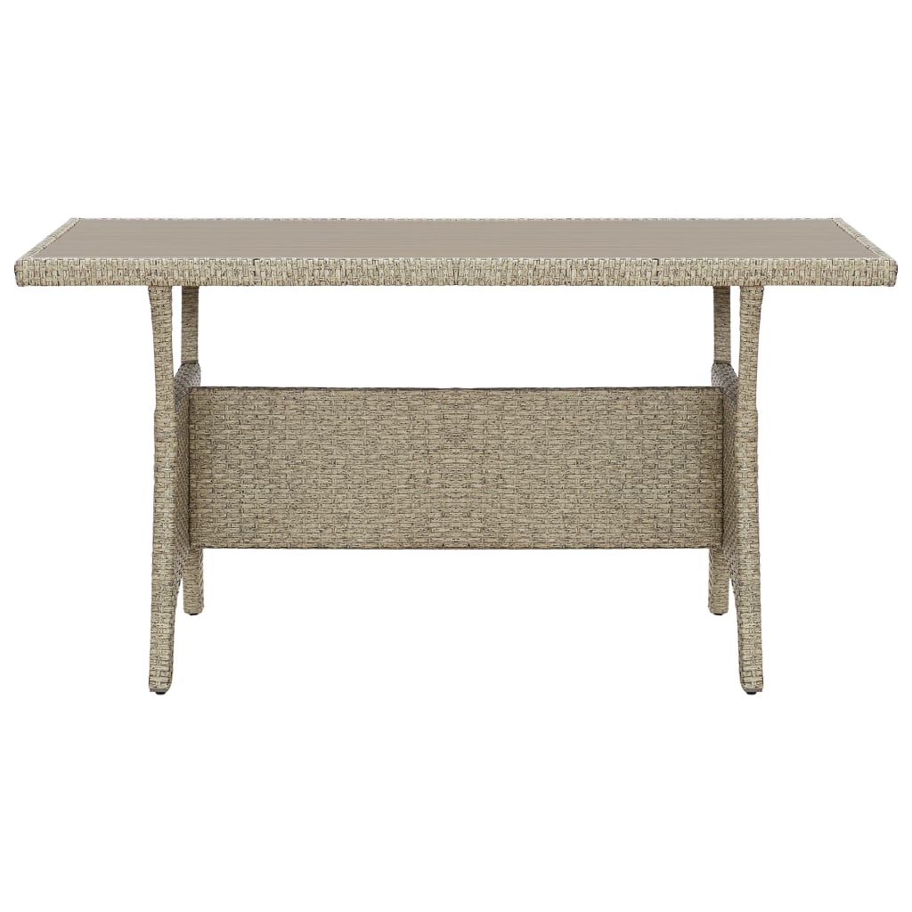 Table de jardin gris 130x70x66 cm poly rotin