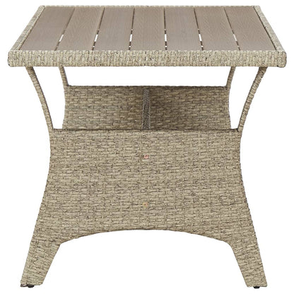 Table de jardin gris 130x70x66 cm poly rotin