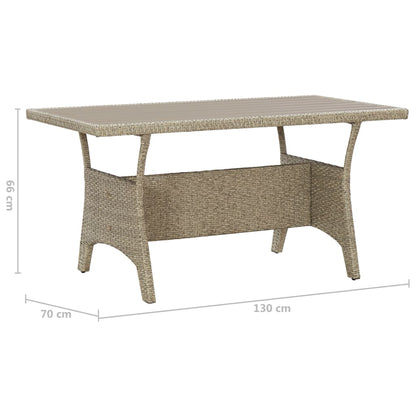 Table de jardin gris 130x70x66 cm poly rotin