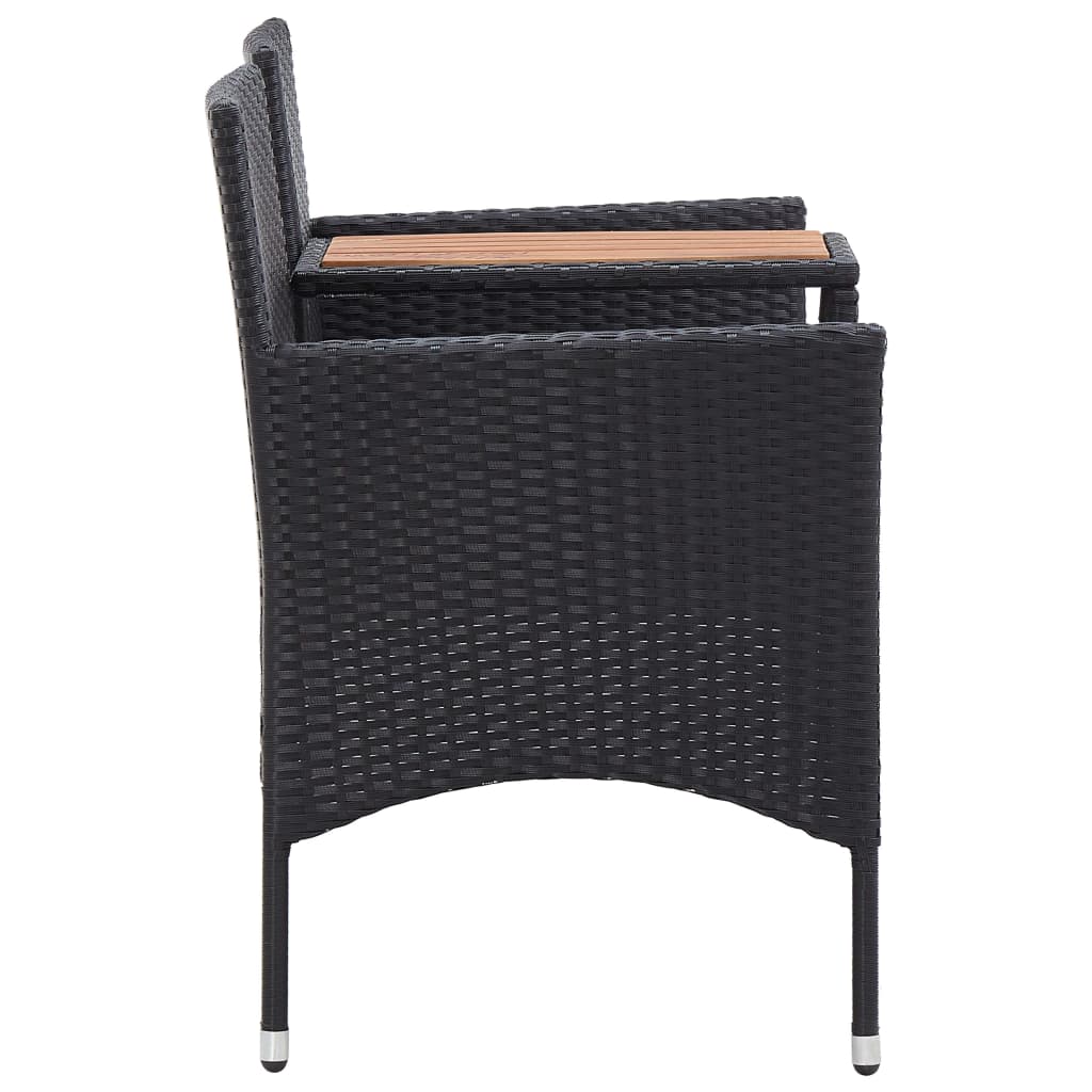 Banc de jardin 2 places avec table à thé 143 cm poly rotin noir