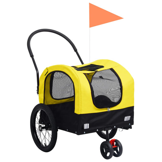 2-in-1 Fahrradanhänger für Hunde und Buggy Gelb und Schwarz (63,5 x 92 x 103)