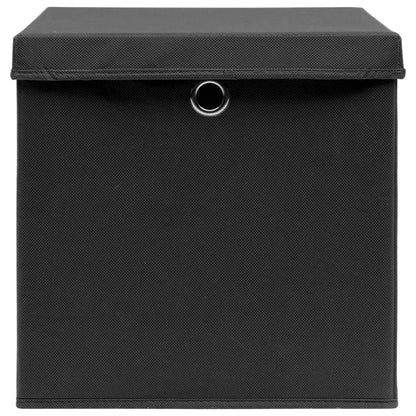 Boîtes de rangement avec couvercles 4 pcs. Tissu noir 32x32x32 cm