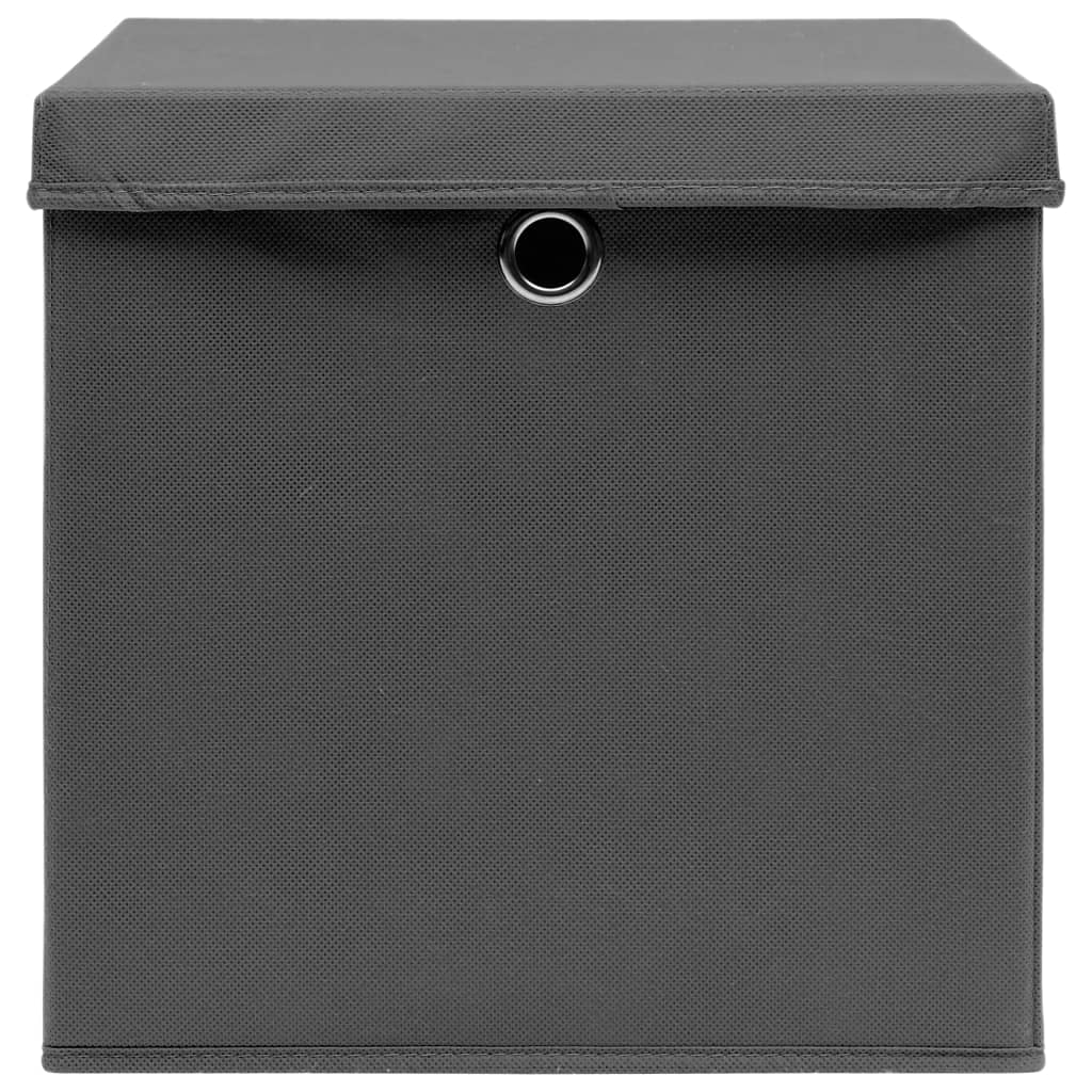 Cajas de almacenamiento con tapa 4 uds. Tela gris 32x32x32 cm