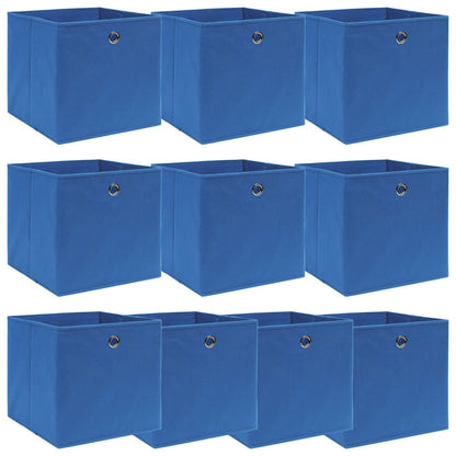 Cajas de almacenamiento 10 uds. Tela azul 32x32x32 cm.