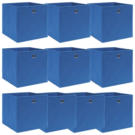 Cajas de almacenamiento 10 uds. Tela azul 32x32x32 cm.